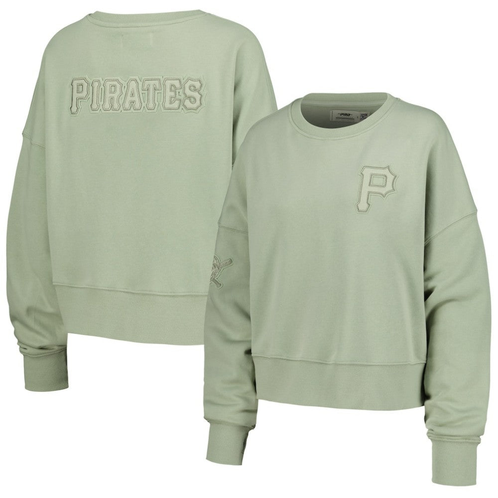 Pittsburgh Pirates Pro Standard Women's Neutral Oversized Boxy Cropped Pullover Sweatshirt - Green