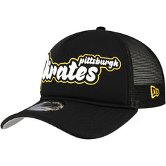 Pittsburgh Pirates Retro Bold A-Frame Trucker 9FORTY Adjustable Hat - Black | New Era