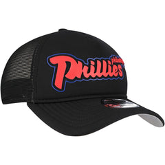 Philadelphia Phillies Retro Bold A-Frame Trucker 9FORTY Adjustable Hat - Black | New Era