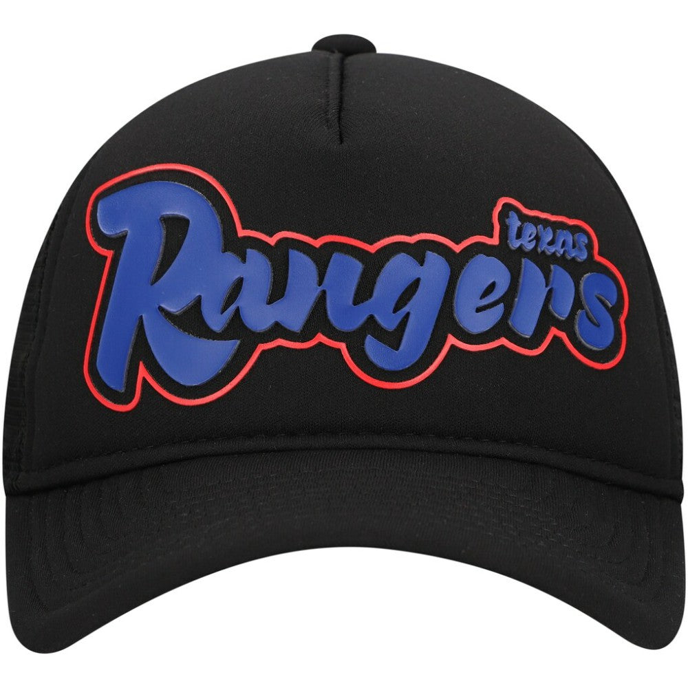 Texas Rangers Retro Bold A-Frame Trucker 9FORTY Adjustable Hat - Black | New Era