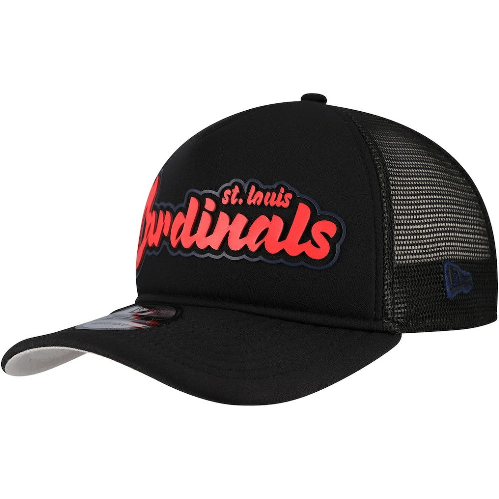 St. Louis Cardinals Retro Bold A-Frame Trucker 9FORTY Adjustable Hat - Black | New Era