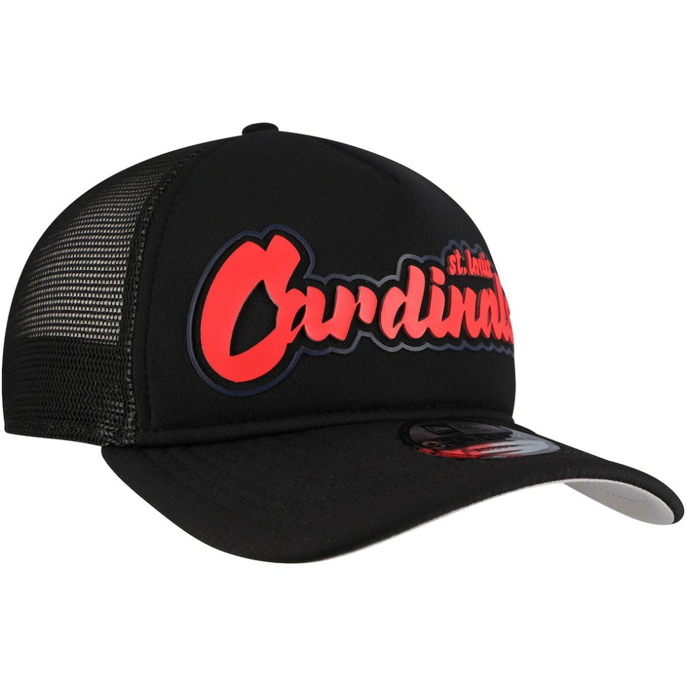 St. Louis Cardinals Retro Bold A-Frame Trucker 9FORTY Adjustable Hat - Black | New Era