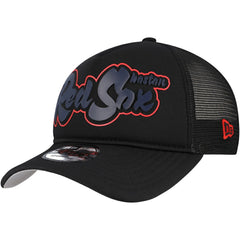 Boston Red Sox Retro Bold A-Frame Trucker 9FORTY Adjustable Hat - Black | New Era