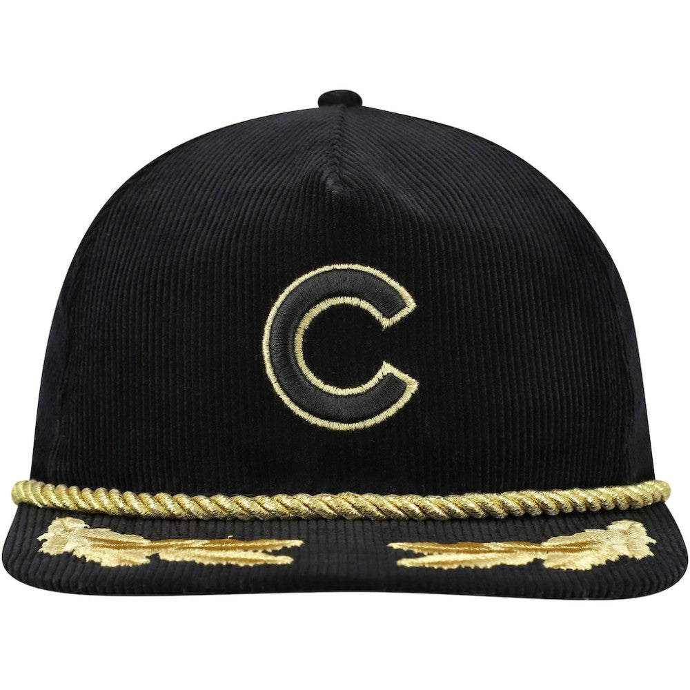 Chicago Cubs Corduroy Filigree Golfer Adjustable Hat - Black | New Era
