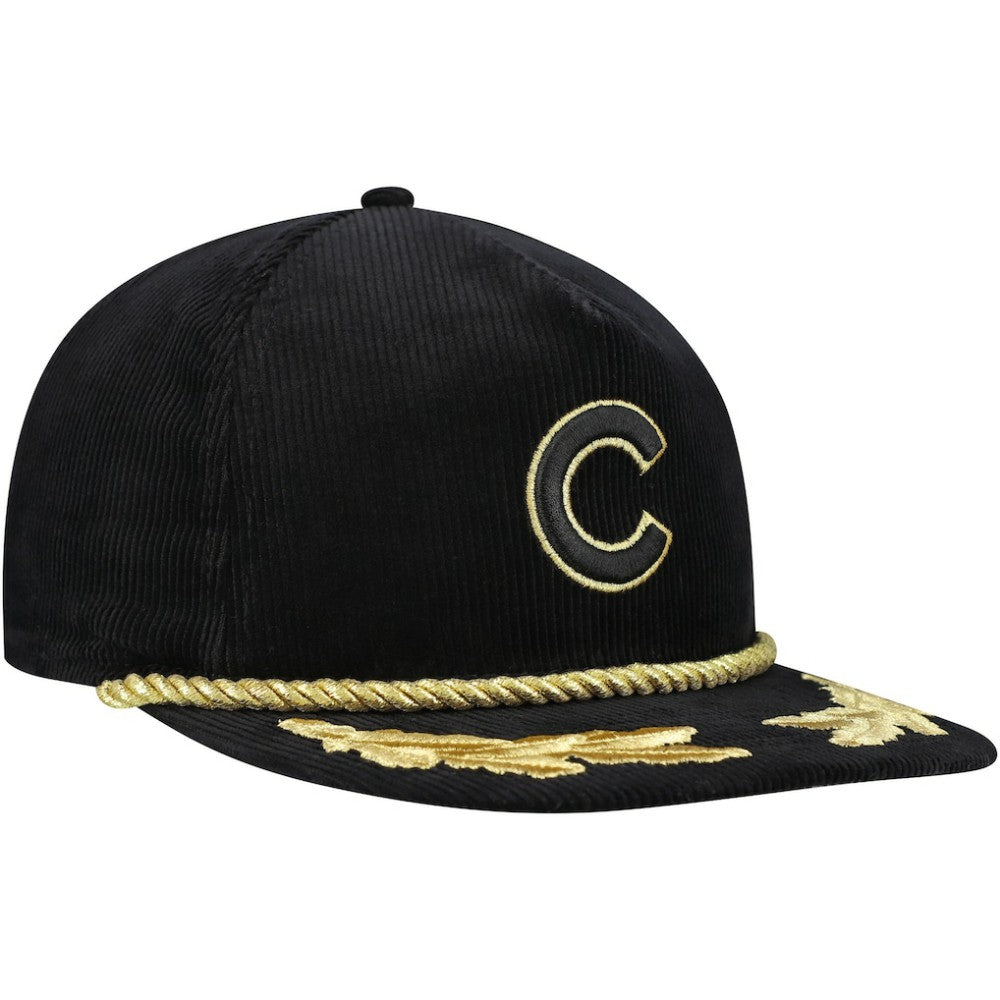 Chicago Cubs Corduroy Filigree Golfer Adjustable Hat - Black | New Era