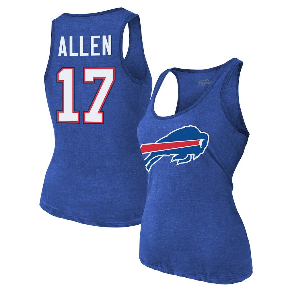 NFL Buffalo Bills Josh Allen  Majestic Threads Women's Name & Number Tri-Blend Tank Top