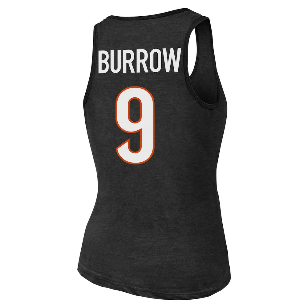 NFL Cincinnati Bengals Joe Burrow  Majestic Threads Women's Name & Number Tri-Blend Tank Top