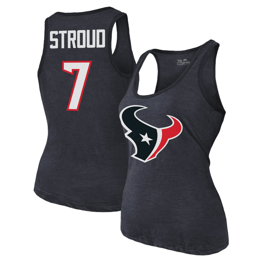 NFL Houston Texans C.J. Stroud  Majestic Threads Women's Name & Number Tri-Blend Tank Top