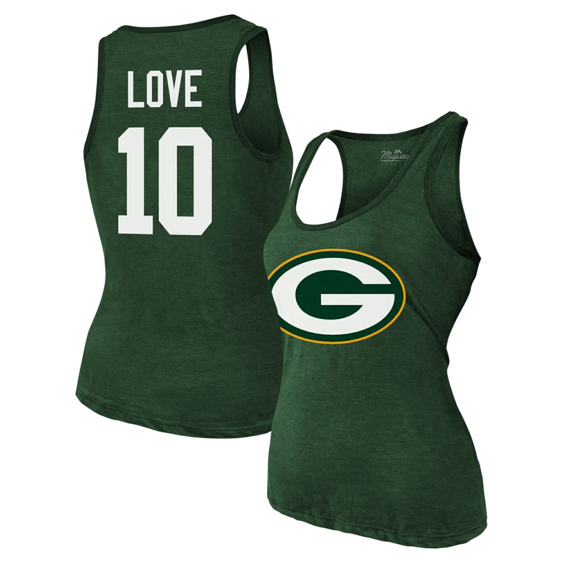 NFL Green Bay Packers Jordan Love  Majestic Threads Women's Name & Number Tri-Blend Tank Top