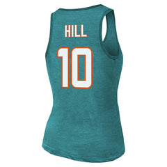 NFL Miami Dolphins Tyreek Hill  Majestic Threads Women's Name & Number Tri-Blend Tank Top