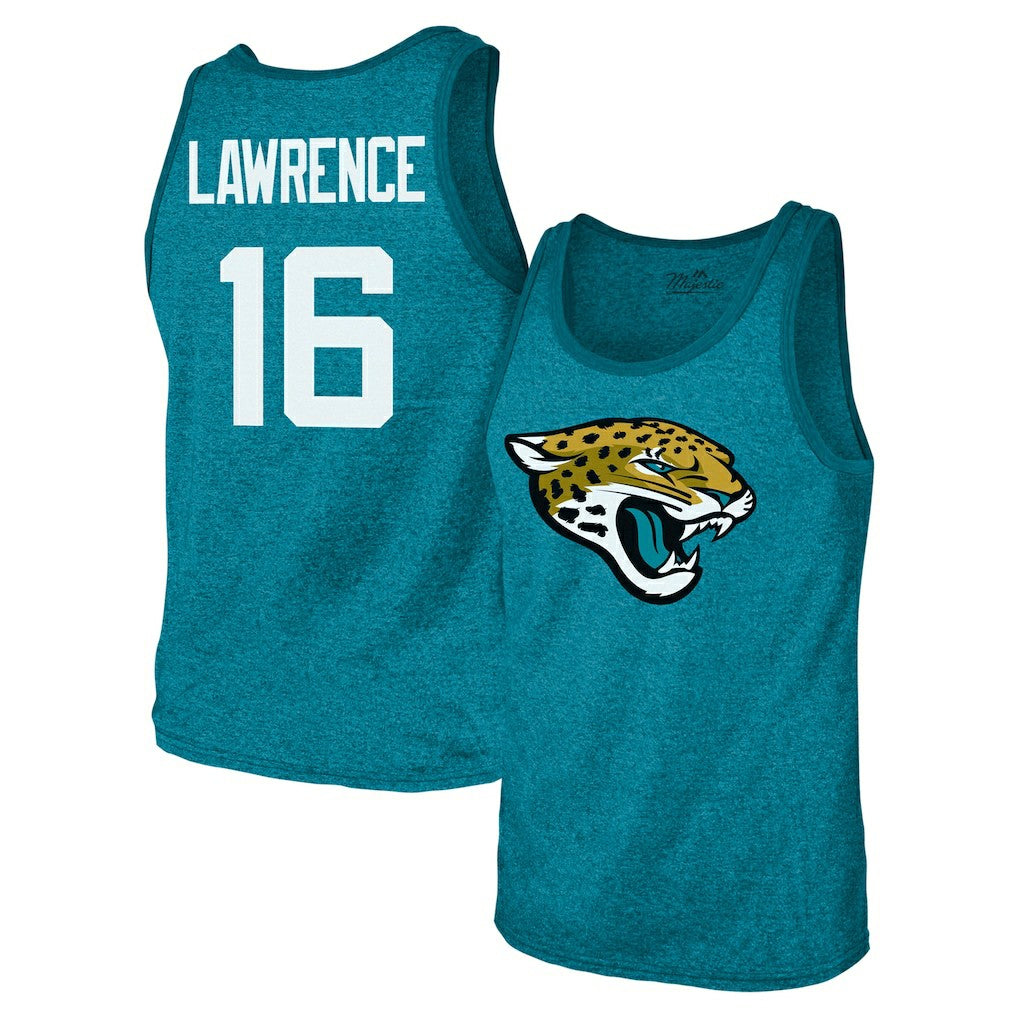 NFL Jacksonville Jaguars Trevor Lawrence  Majestic Threads Tri-Blend Player Name & Number Tank Top