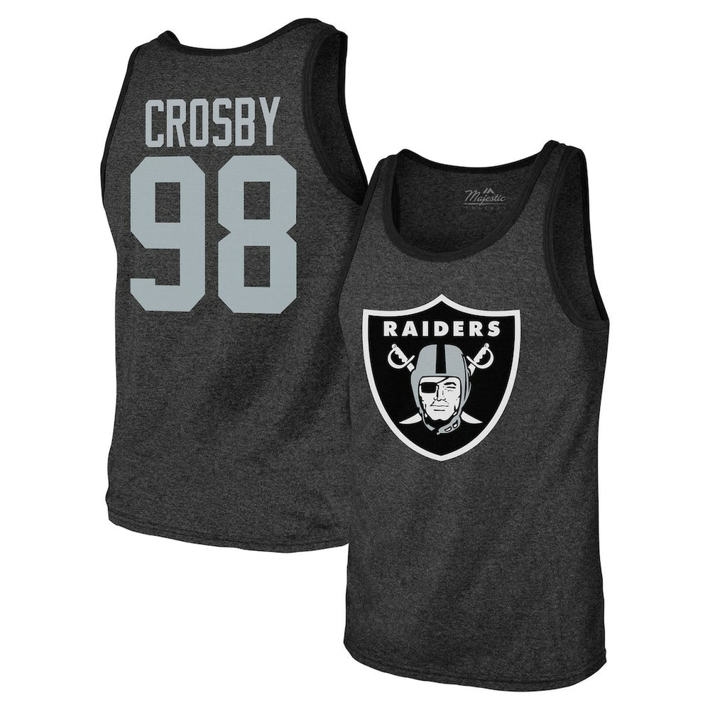 NFL Las Vegas Raiders Maxx Crosby  Majestic Threads Tri-Blend Player Name & Number Tank Top