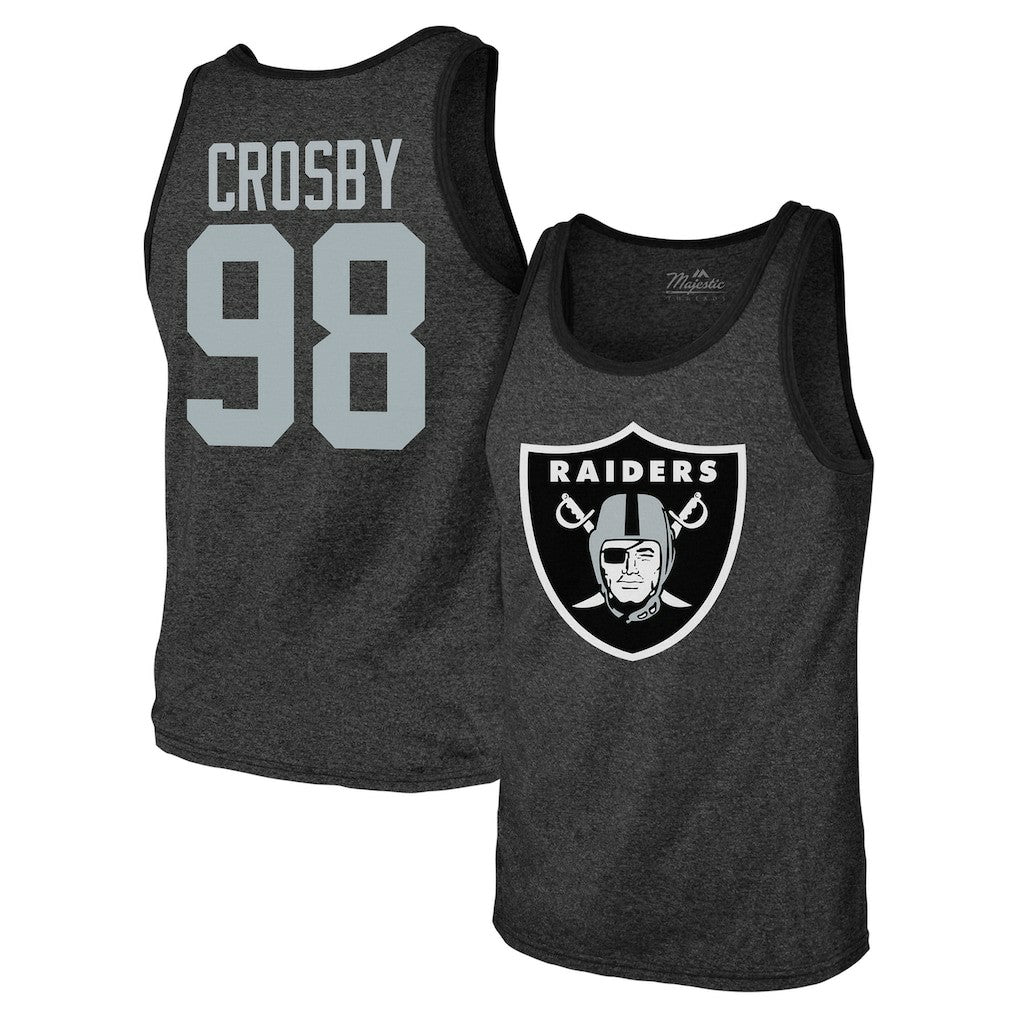 NFL Las Vegas Raiders Maxx Crosby  Majestic Threads Tri-Blend Player Name & Number Tank Top