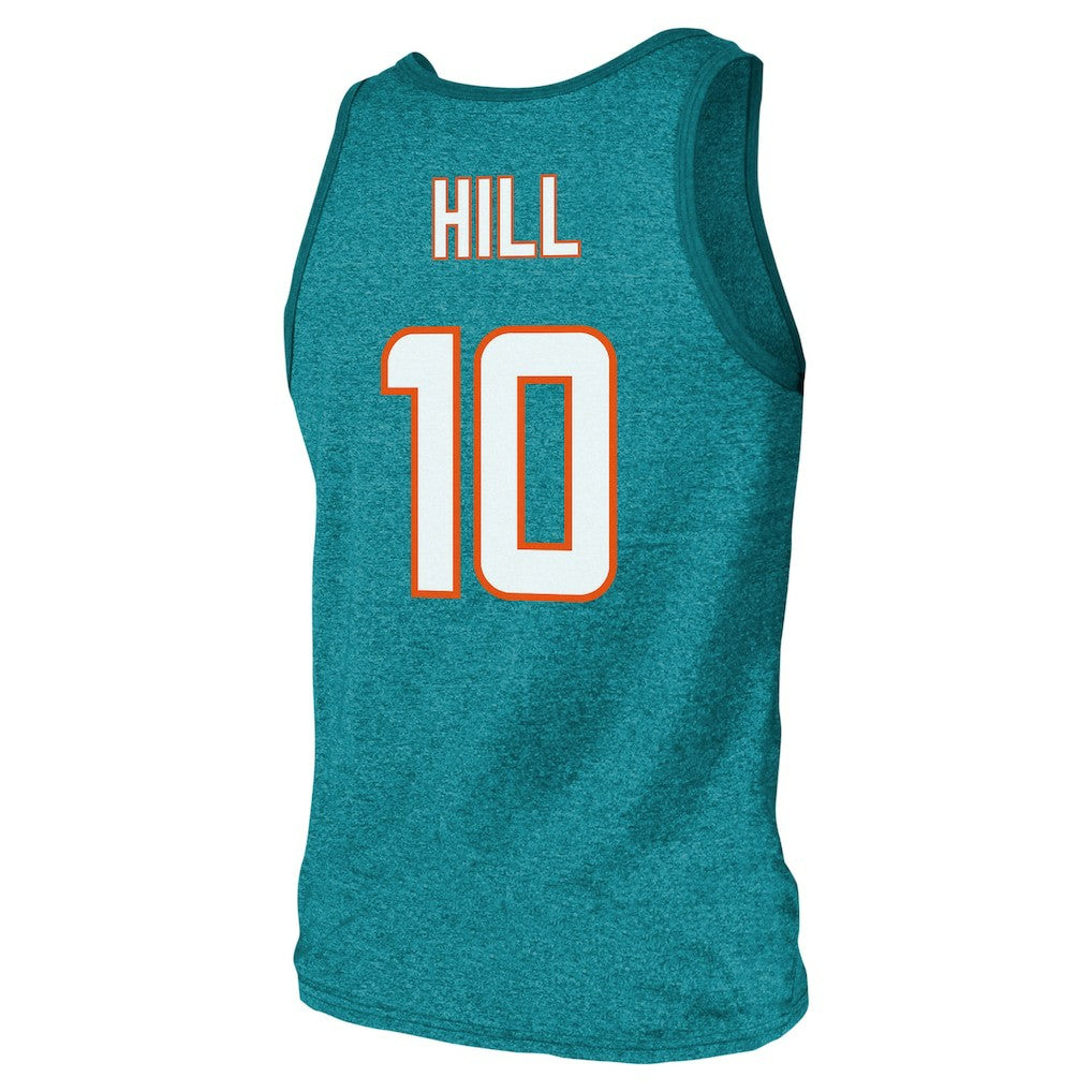 NFL Miami Dolphins Tyreek Hill  Majestic Threads Tri-Blend Player Name & Number Tank Top