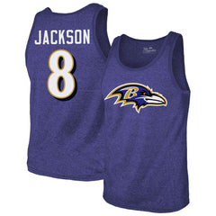 NFL Baltimore Ravens Lamar Jackson  Majestic Threads Tri-Blend Player Name & Number Tank Top