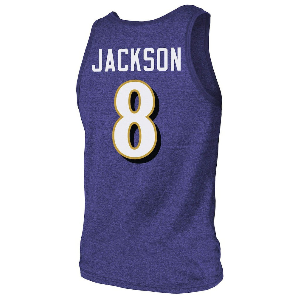 NFL Baltimore Ravens Lamar Jackson  Majestic Threads Tri-Blend Player Name & Number Tank Top