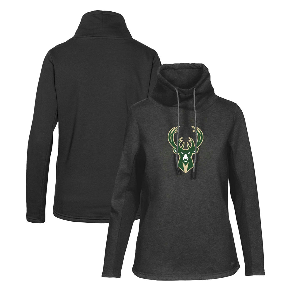 Milwaukee Bucks Levelwear Women's Loop Core Funnel Neck Pullover Sweatshirt - Black on sale