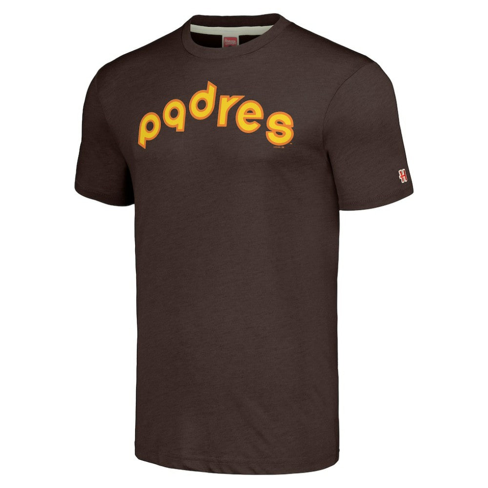 San Diego Padres Homage Cooperstown Collection Hand-Drawn Logo Tri-Blend T-Shirt - Brown