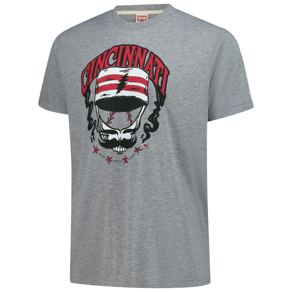 Cincinnati Reds Homage Grateful Dead Tri-Blend T-Shirt - Gray