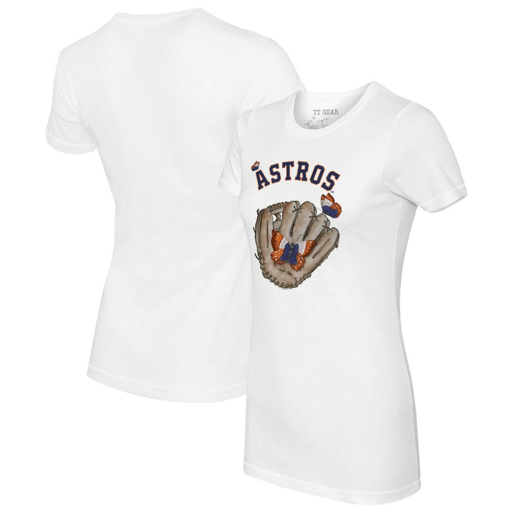 Houston Astros Tiny Turnip Women's Butterfly Glove T-Shirt - White