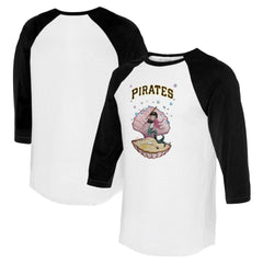 Pittsburgh Pirates Tiny Turnip Unisex Mermaid 3/4-Sleeve Raglan T-Shirt - White/Black