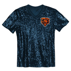 NFL Chicago Bears Girls Youth Wordmark Sequin V-Neck Top