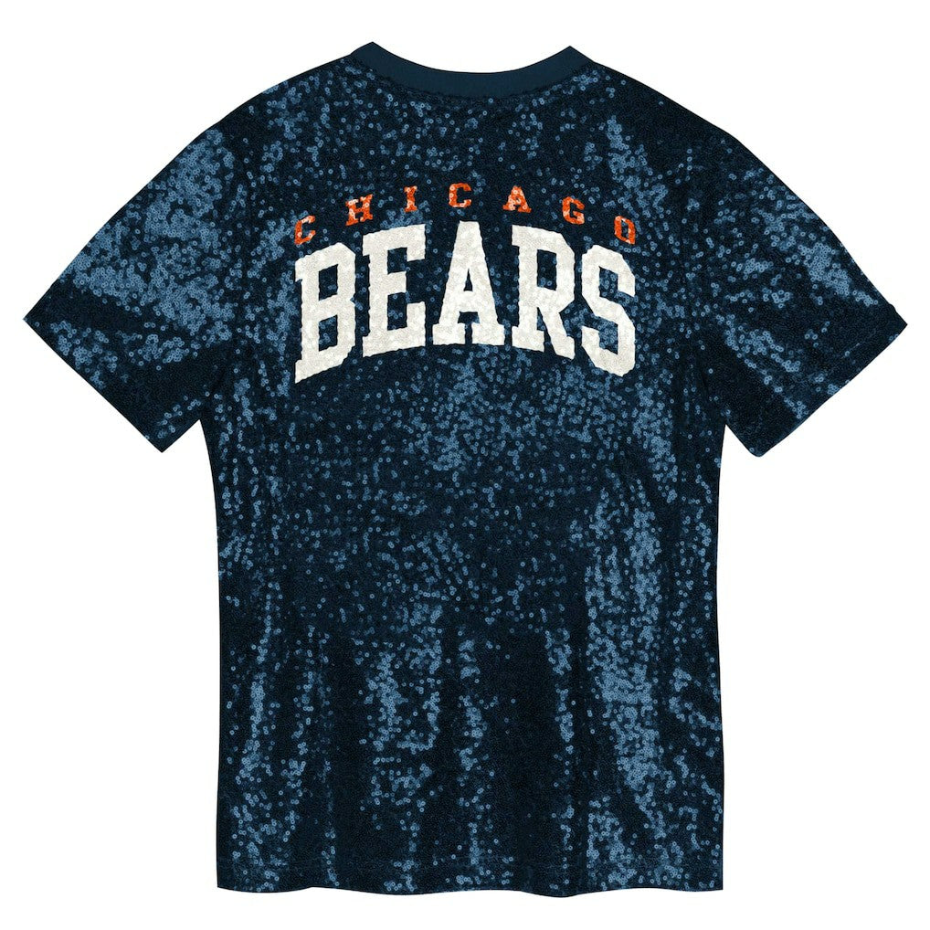 NFL Chicago Bears Girls Youth Wordmark Sequin V-Neck Top