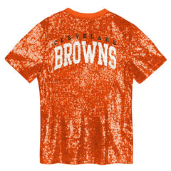 NFL Cleveland Browns Girls Youth Wordmark Sequin V-Neck Top