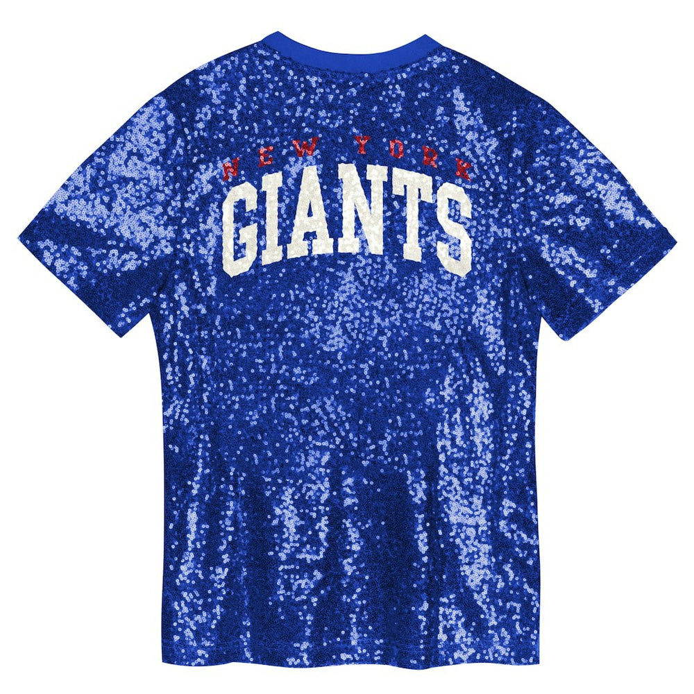 NFL New York Giants Girls Youth Wordmark Sequin V-Neck Top