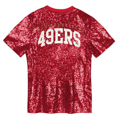 NFL San Francisco 49ers Girls Youth Wordmark Sequin V-Neck Top
