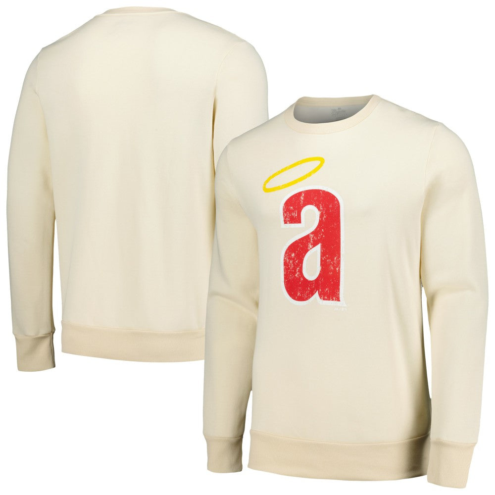 Los Angeles Angels Majestic Threads Fleece Pullover Sweatshirt - Oatmeal