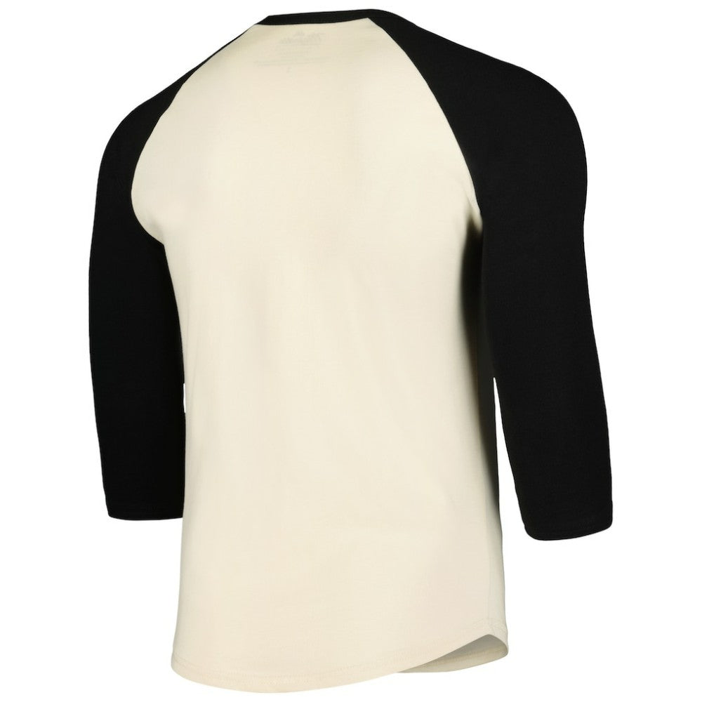 Miami Marlins Majestic Threads Raglan 3/4-Sleeve T-Shirt - Cream/Black