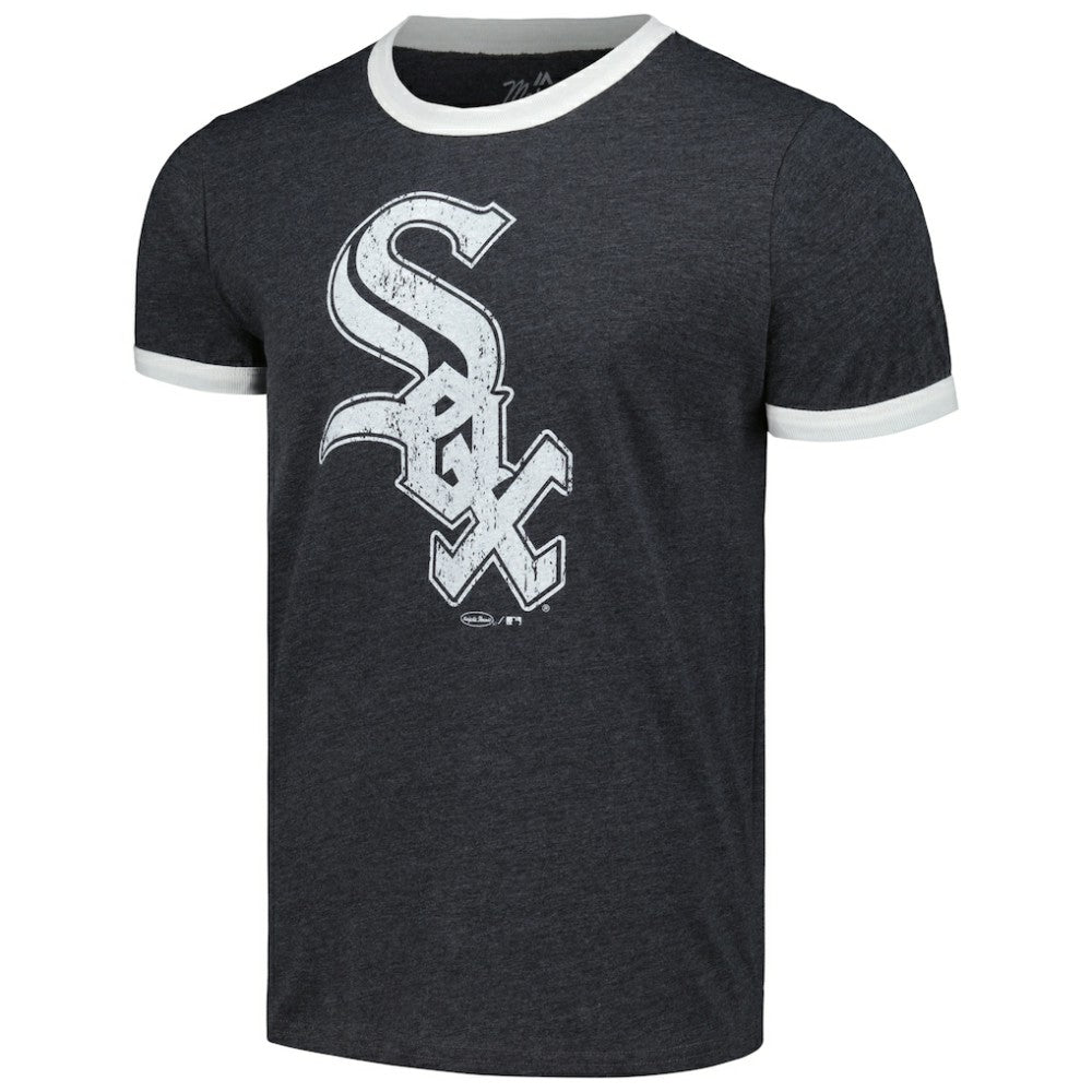 Chicago White Sox Majestic Threads Ringer Tri-Blend T-Shirt - Black