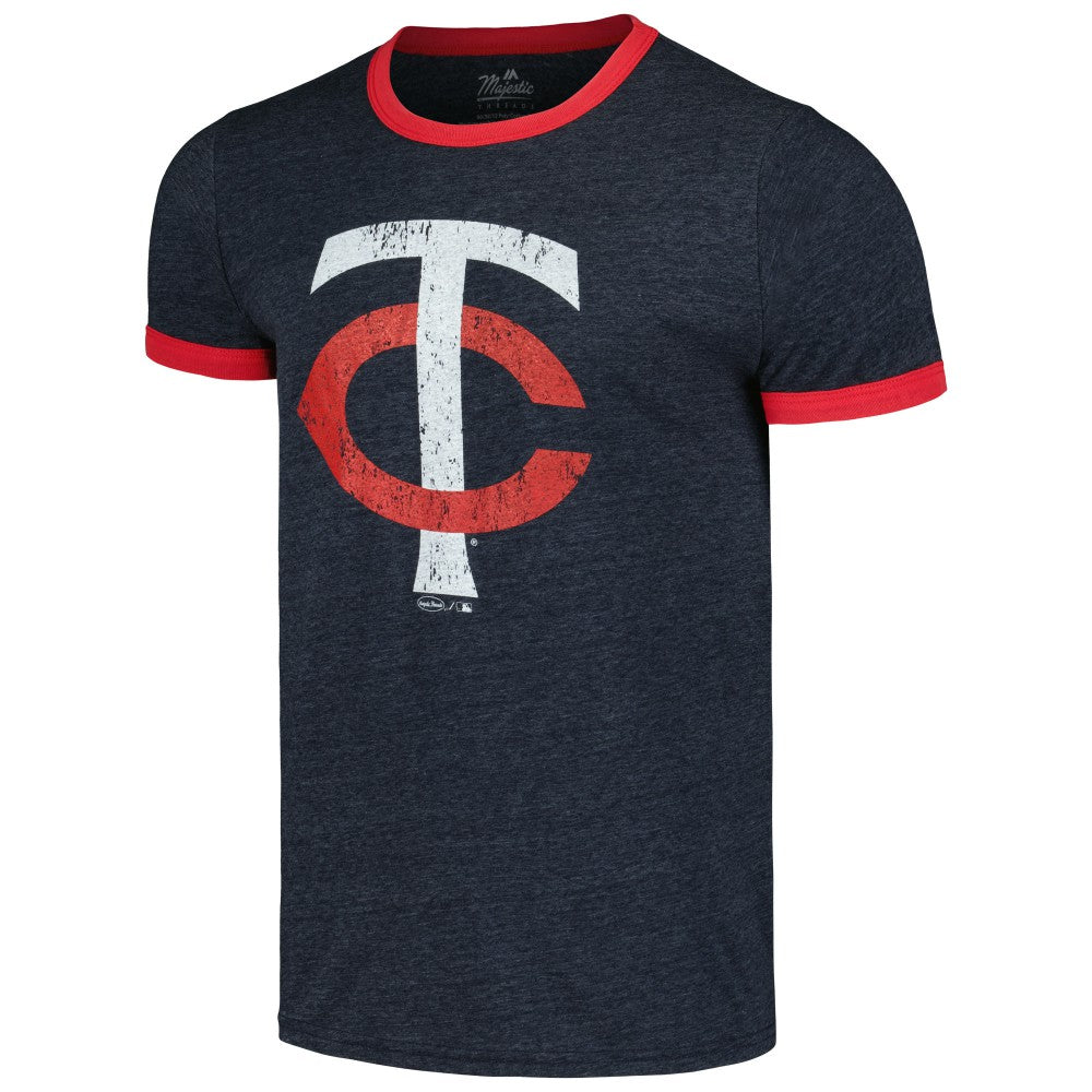 Minnesota Twins Majestic Threads Ringer Tri-Blend T-Shirt - Navy