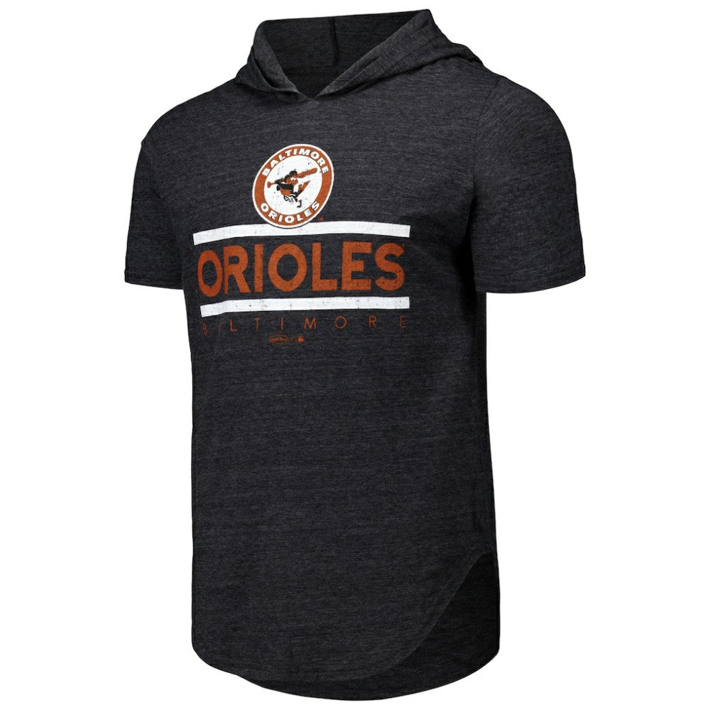 Baltimore Orioles Majestic Threads Tri-Blend Hoodie T-Shirt - Black