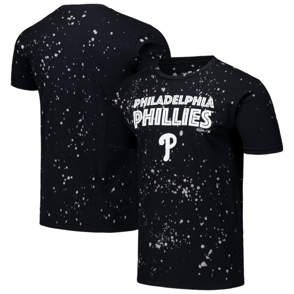 Philadelphia Phillies Majestic Threads Splatter T-Shirt - Black/White