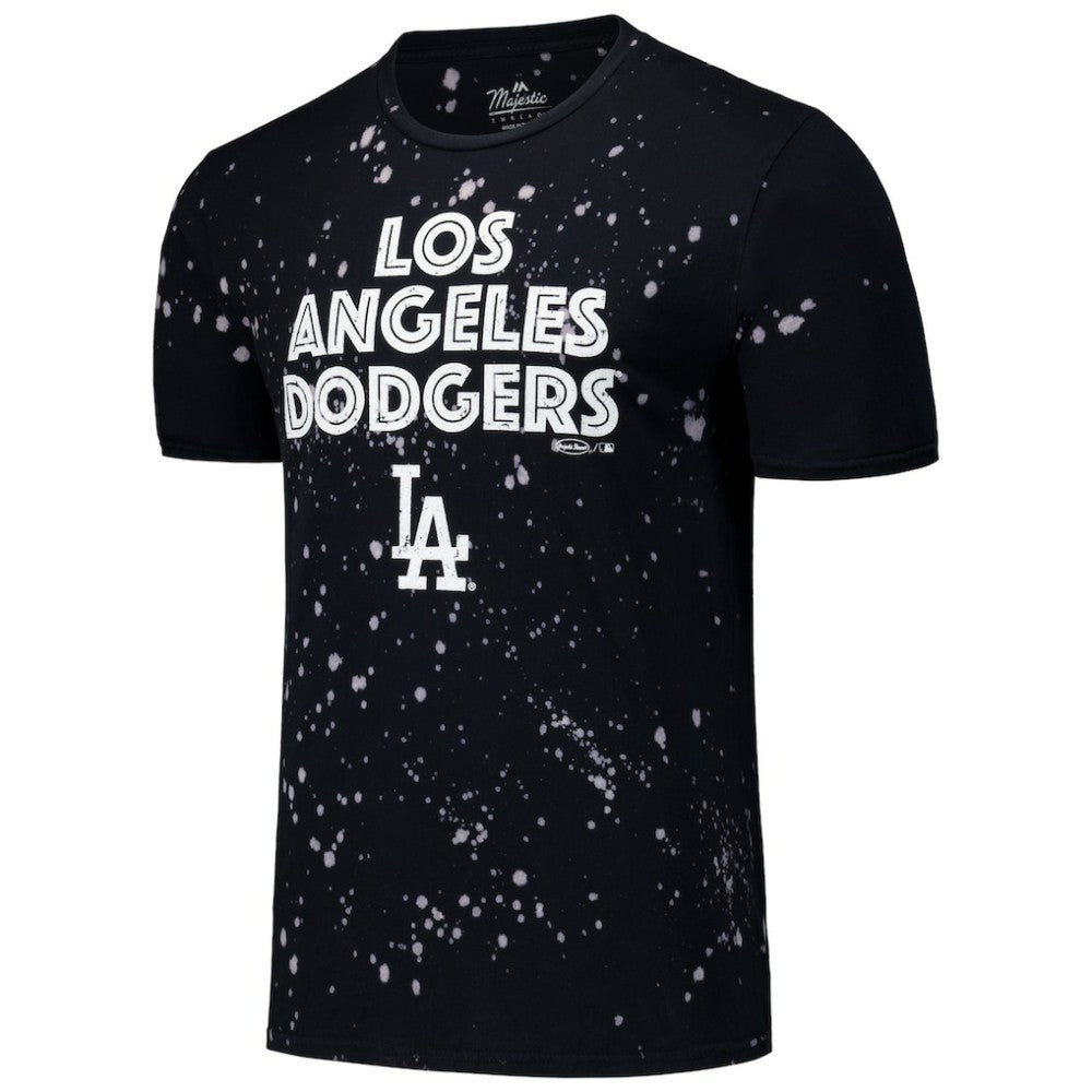 Los Angeles Dodgers Majestic Threads Splatter T-Shirt - Black/White