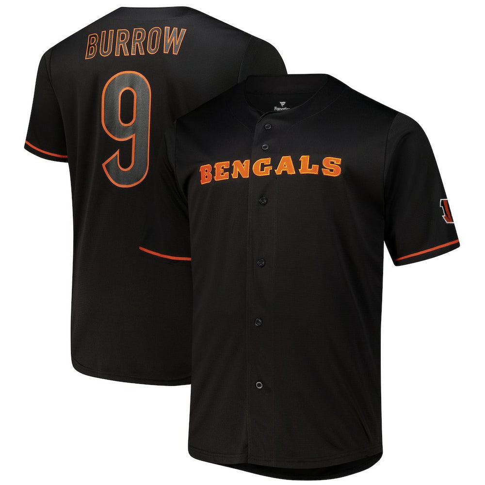 NFL Cincinnati Bengals Joe Burrow  Big & Tall Baseball Button-Up Shirt