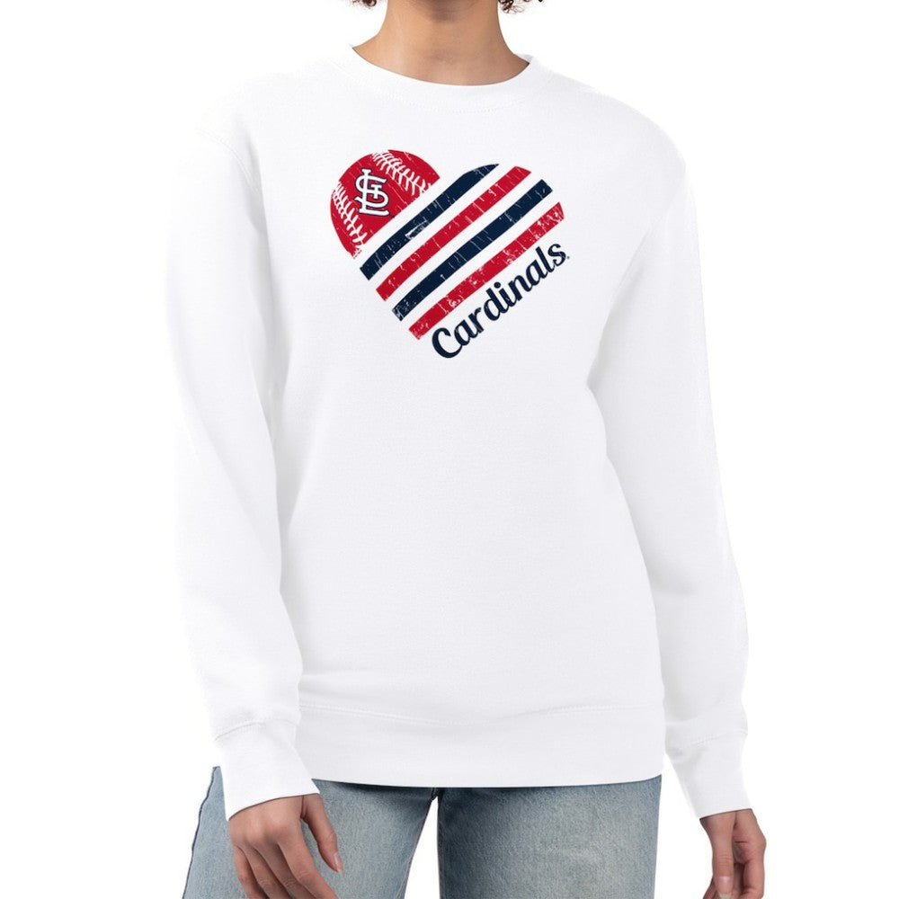 St. Louis Cardinals G-III 4Her by Carl Banks Women's Heart Logo Fleece Pullover Sweatshirt - White