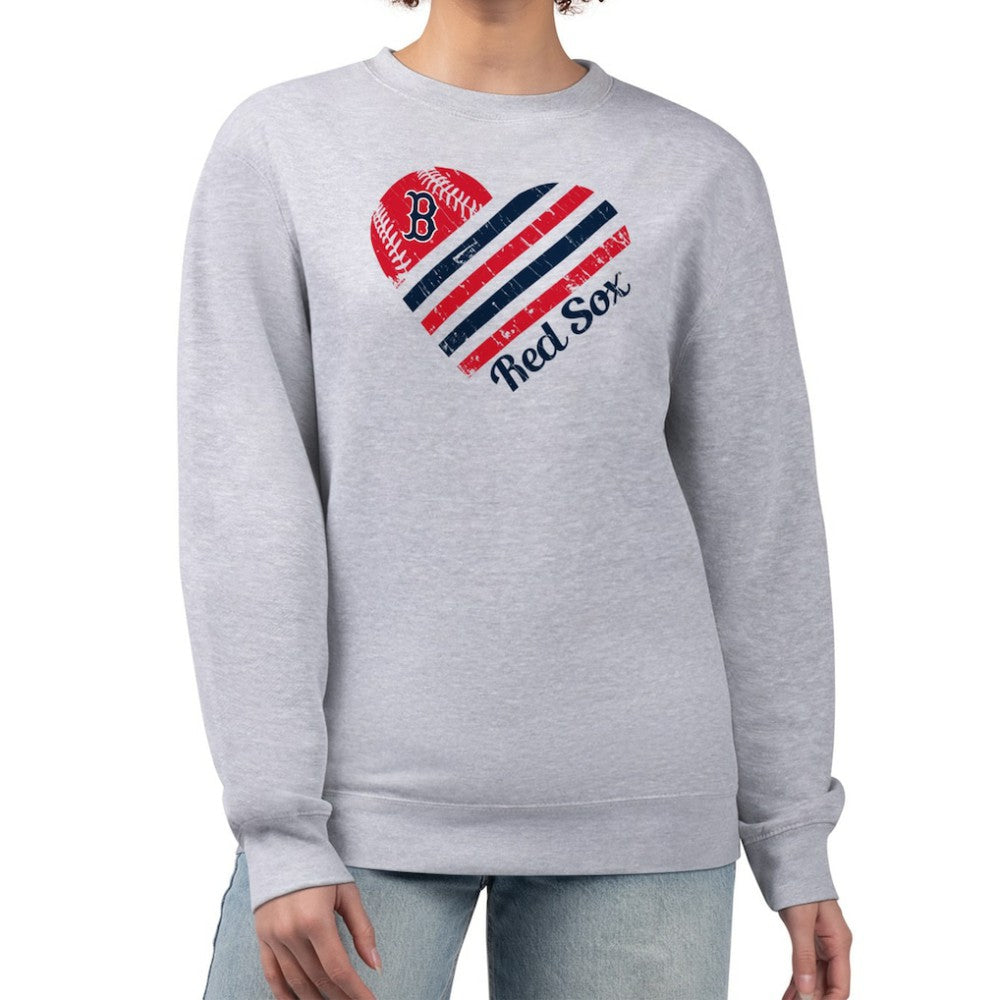 Boston Red Sox G-III 4Her by Carl Banks Women's Heart Logo Fleece Pullover Sweatshirt - Heather Gray