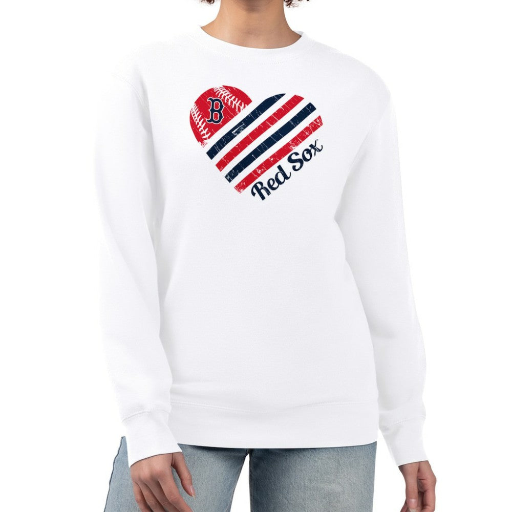 Boston Red Sox G-III 4Her by Carl Banks Women's Heart Logo Fleece Pullover Sweatshirt - White