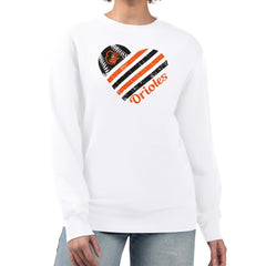 Baltimore Orioles G-III 4Her by Carl Banks Women's Heart Logo Fleece Pullover Sweatshirt - White