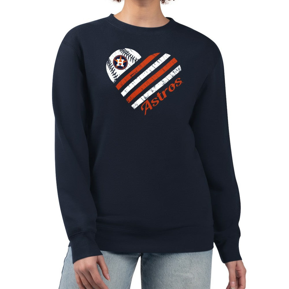 Houston Astros G-III 4Her by Carl Banks Women's Heart Logo Fleece Pullover Sweatshirt - Navy