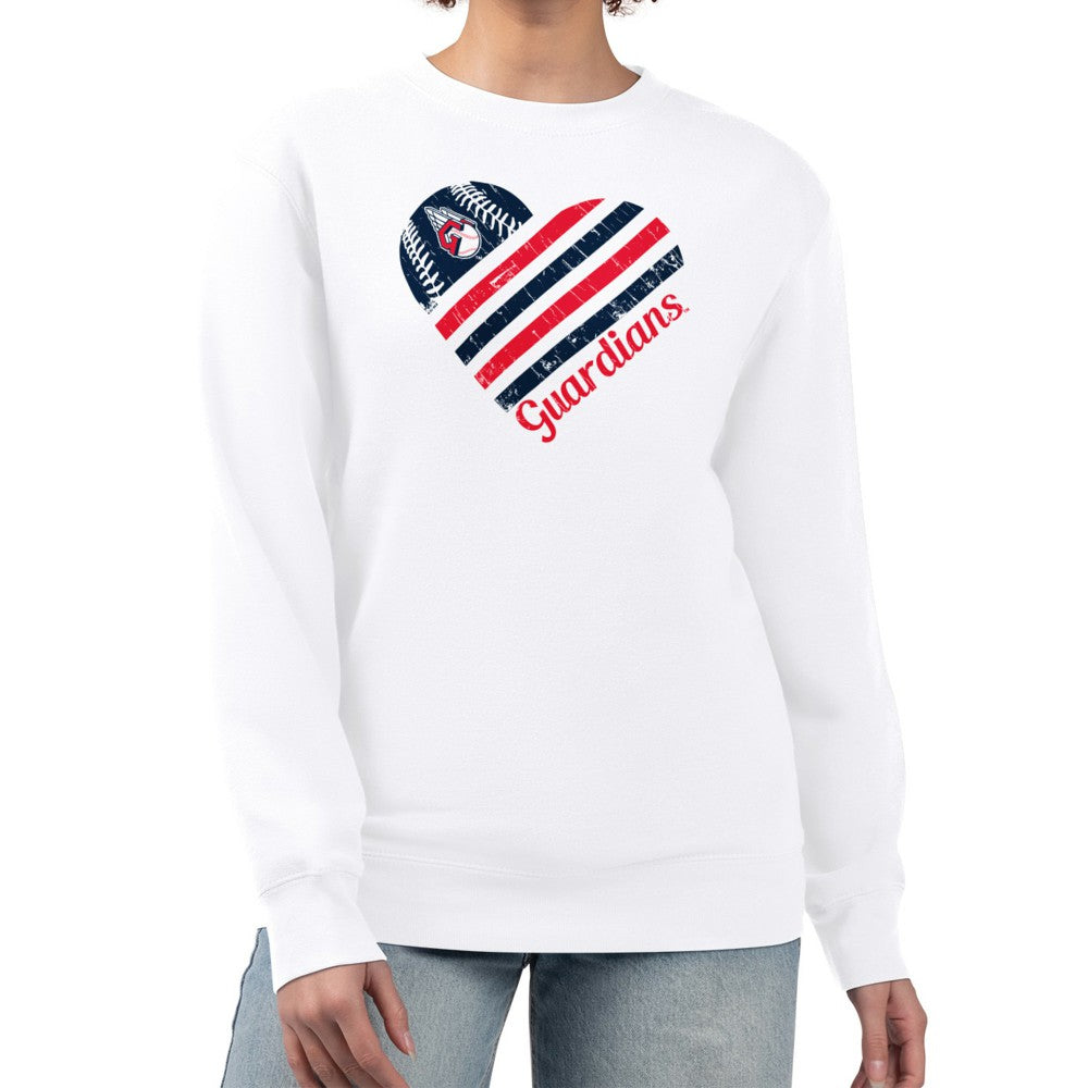 Cleveland Guardians G-III 4Her by Carl Banks Women's Heart Logo Fleece Pullover Sweatshirt - White