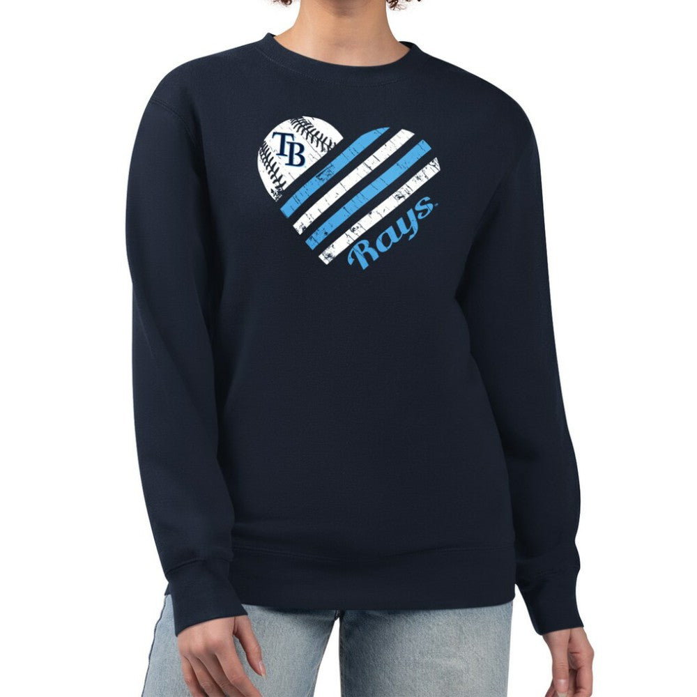 Tampa Bay Rays G-III 4Her by Carl Banks Women's Heart Logo Fleece Pullover Sweatshirt - Navy