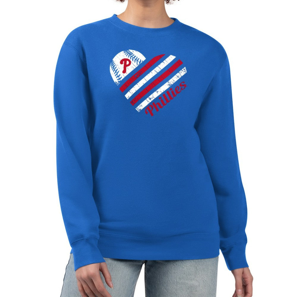 Philadelphia Phillies G-III 4Her by Carl Banks Women's Heart Logo Fleece Pullover Sweatshirt - Royal