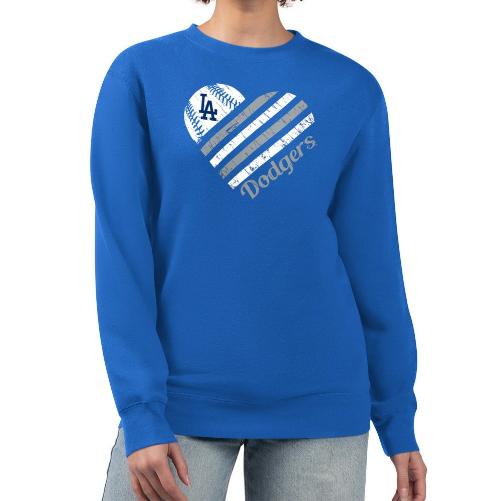 Los Angeles Dodgers G-III 4Her by Carl Banks Women's Heart Logo Fleece Pullover Sweatshirt - Royal