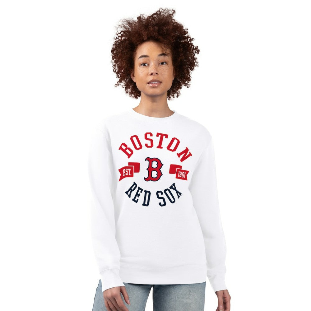 Boston Red Sox G-III 4Her by Carl Banks Women's Team Logo Fleece Pullover Sweatshirt - White