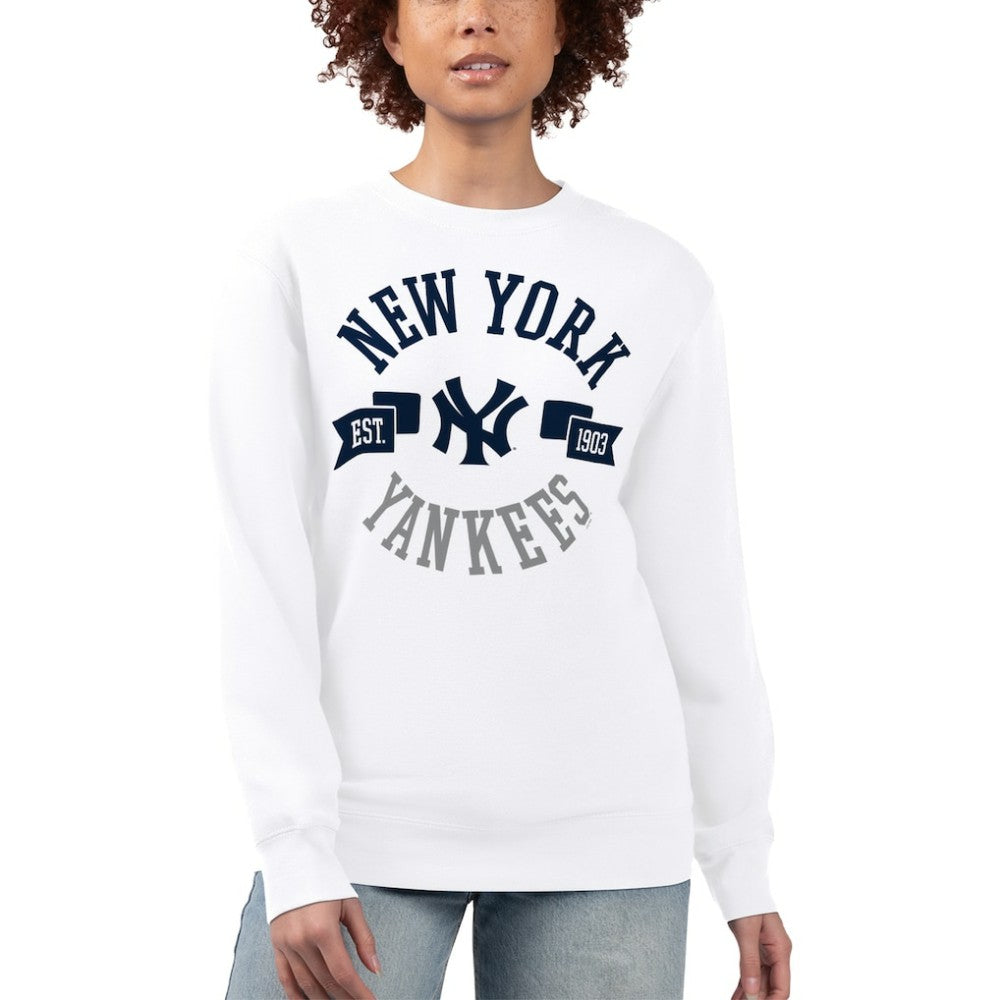 New York Yankees G-III 4Her by Carl Banks Women's Team Logo Fleece Pullover Sweatshirt - White