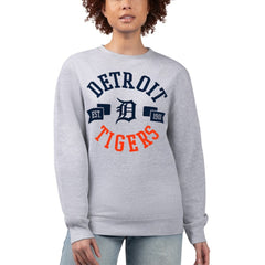 Detroit Tigers G-III 4Her by Carl Banks Women's Team Logo Fleece Pullover Sweatshirt - Heather Gray